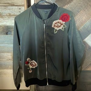 West Kei Bomber Jacket with Floral Embroidery
